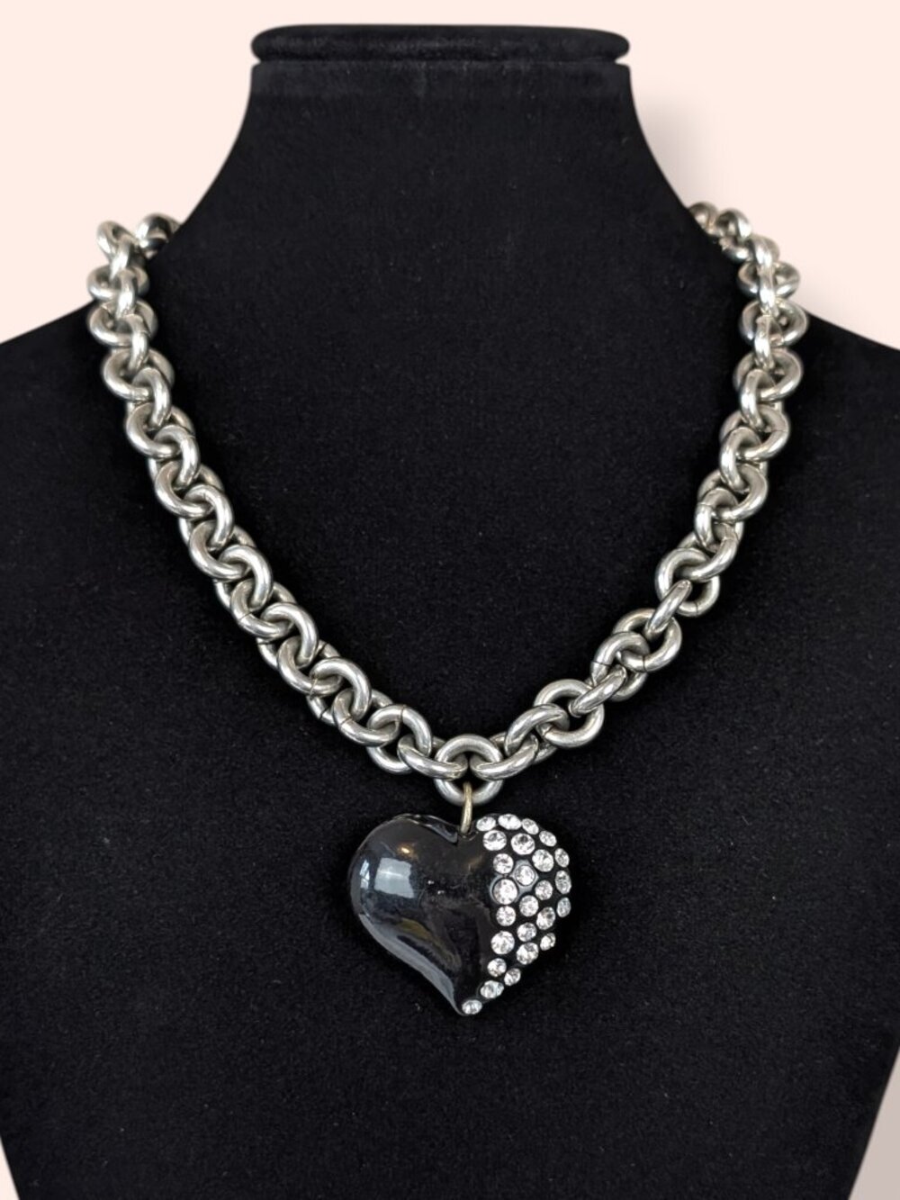 (2/$20) Puffy Heart Toggle Chain Pendant Necklace